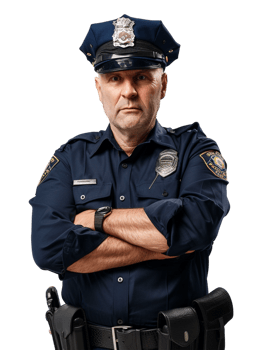Policeman with crossed arms against transparent backdrop png