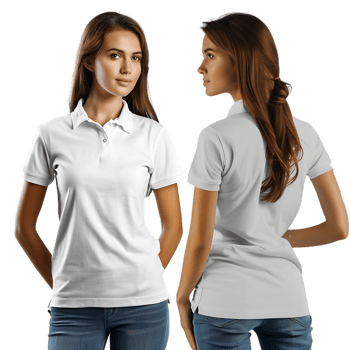 woman wearing a front and back shirt mockup, against a transparent background png