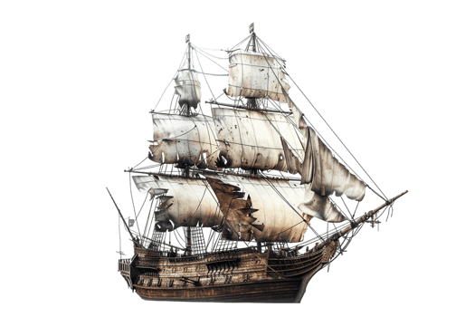 pirate ship isolated against a transparent background png