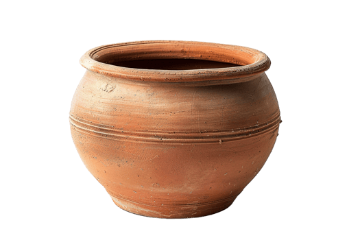 terracotta clay pot, standing alone on a transparent background png