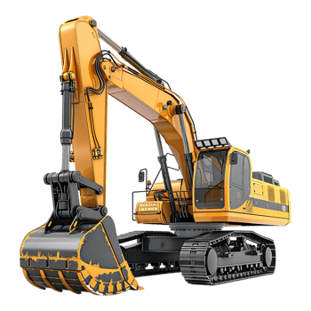 track excavator isolated against a transparent background png