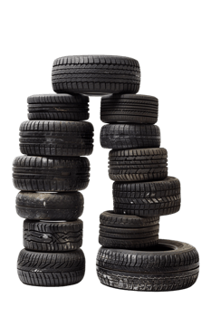 Stack of tires alone against transparent backdrop png