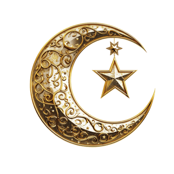 Ramadan moon and star design against transparent backdrop png