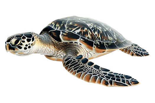 Turtle alone against transparent backdrop png