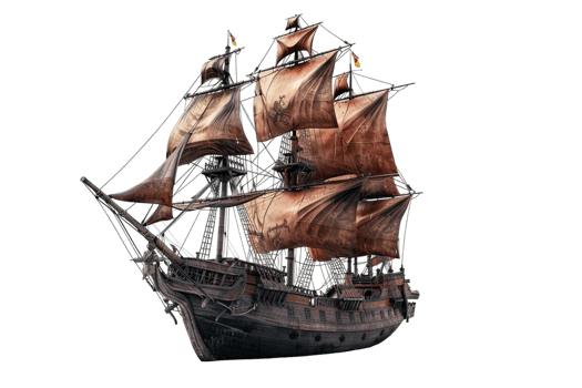 pirate ship isolated against a transparent background png