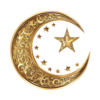 Ramadan moon and star design against transparent backdrop png