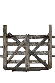 wooden farm or ranch gate set against a transparent background png