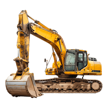 track excavator isolated against a transparent background png