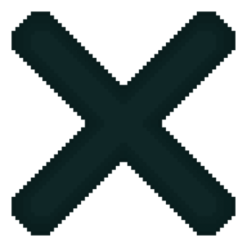 A retro-styled pixel-art illustration of a black X. png