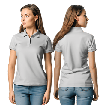 woman wearing a front and back shirt mockup, against a transparent background png