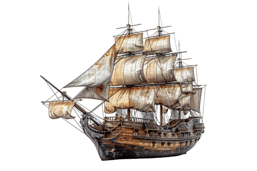 pirate ship isolated against a transparent background png