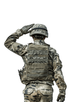 Soldier saluting, isolated on transparent background png