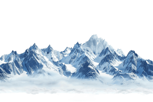 Snow mountain on the horizon, isolated against a transparent background png