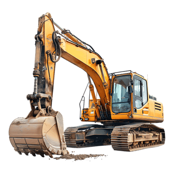 track excavator isolated against a transparent background png