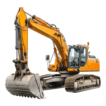 track excavator isolated against a transparent background png