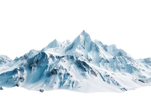 Snow mountain on the horizon, isolated against a transparent background png