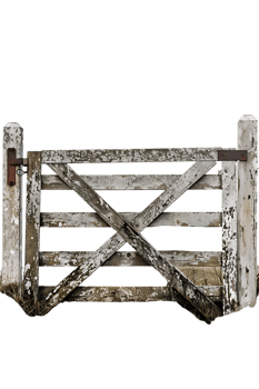 wooden farm or ranch gate set against a transparent background png