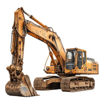 track excavator isolated against a transparent background png