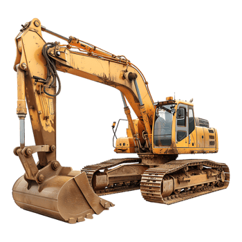 track excavator isolated against a transparent background png