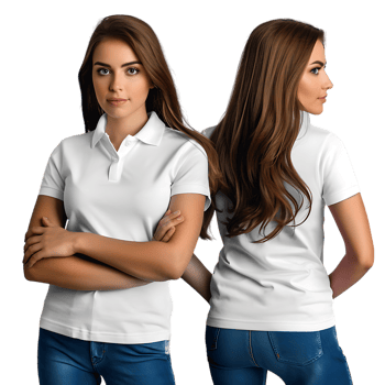 woman wearing a front and back shirt mockup, against a transparent background png