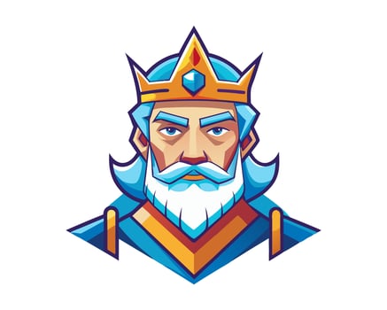 A king head, tough looking medieval warrior face, man wearing crown vector