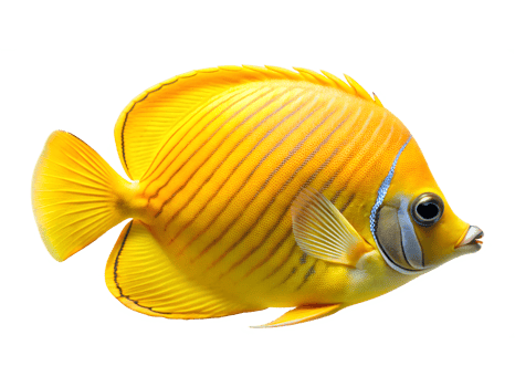Golden Butterflyfish isolated on a translucent background png