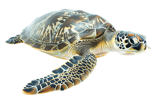 Turtle alone against transparent backdrop png