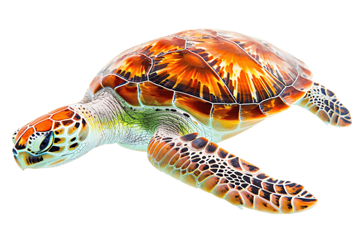 Turtle alone against transparent backdrop png