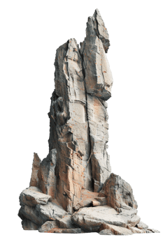 Spike rock formation, isolated against a transparent background png
