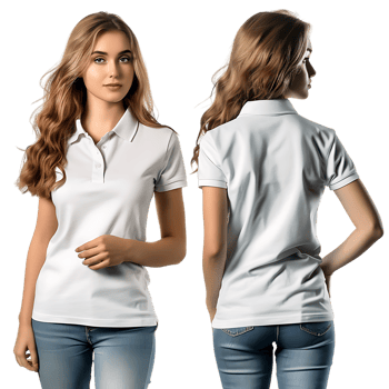 woman wearing a front and back shirt mockup, against a transparent background png