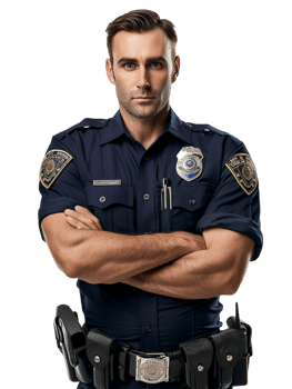 Policeman with crossed arms against transparent backdrop png