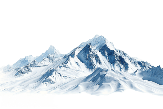 Snow mountain on the horizon, isolated against a transparent background png