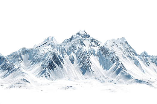 Snow mountain on the horizon, isolated against a transparent background png