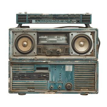 radio electronics boombox stereo isolated against a transparent background png