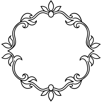 A circular floral design made up of elegant, symmetrical black lines png