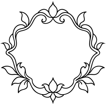 A circular floral design made up of elegant, symmetrical black lines png