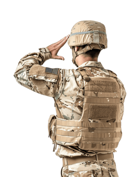Soldier saluting, isolated on transparent background png