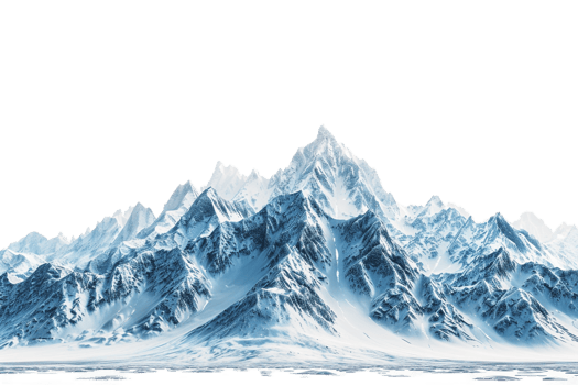 Snow mountain on the horizon, isolated against a transparent background png