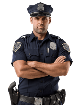 Policeman with crossed arms against transparent backdrop png