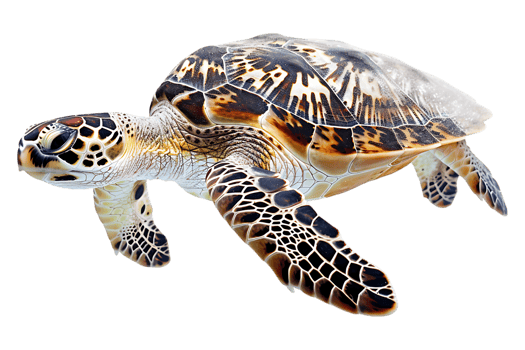 Turtle alone against transparent backdrop png
