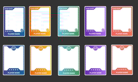 Game sports card template. A set of trading frames for football, basketball and hockey players.Sports trading card templates. vector