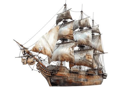 pirate ship isolated against a transparent background png