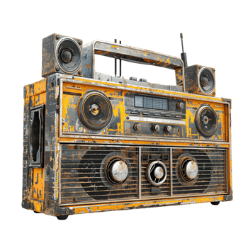 radio electronics boombox stereo isolated against a transparent background png
