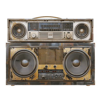 radio electronics boombox stereo isolated against a transparent background png