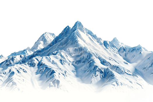 Snow mountain on the horizon, isolated against a transparent background png