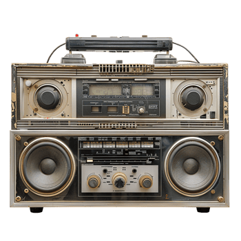 radio electronics boombox stereo isolated against a transparent background png