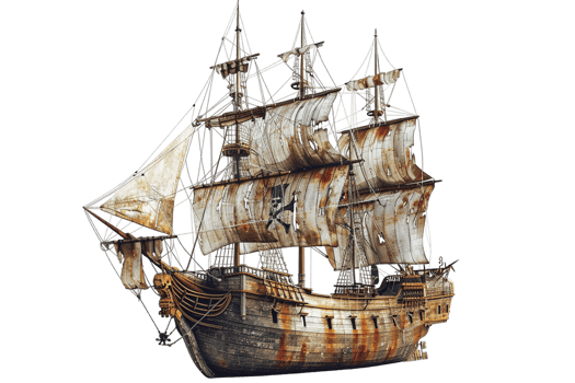 pirate ship isolated against a transparent background png