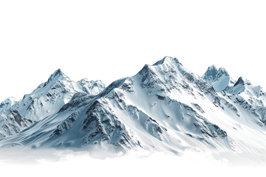 Snow mountain on the horizon, isolated against a transparent background png