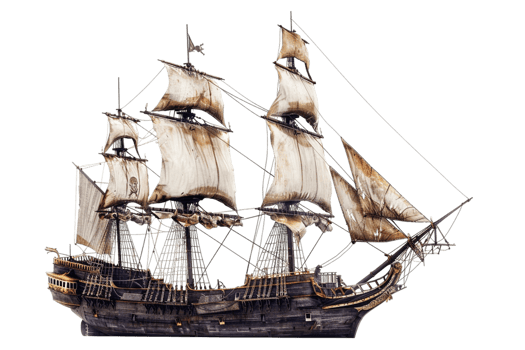 pirate ship isolated against a transparent background png