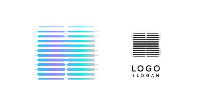 Abstract wide letter H, logo with horizontal gradient lines, dynamic gradient logotype for tech companies, software development, and innovative brands. illustration. vector